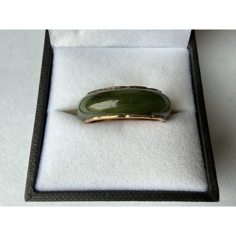 18k Solid Yellow Gold Eternity Jade Band New Never Worn